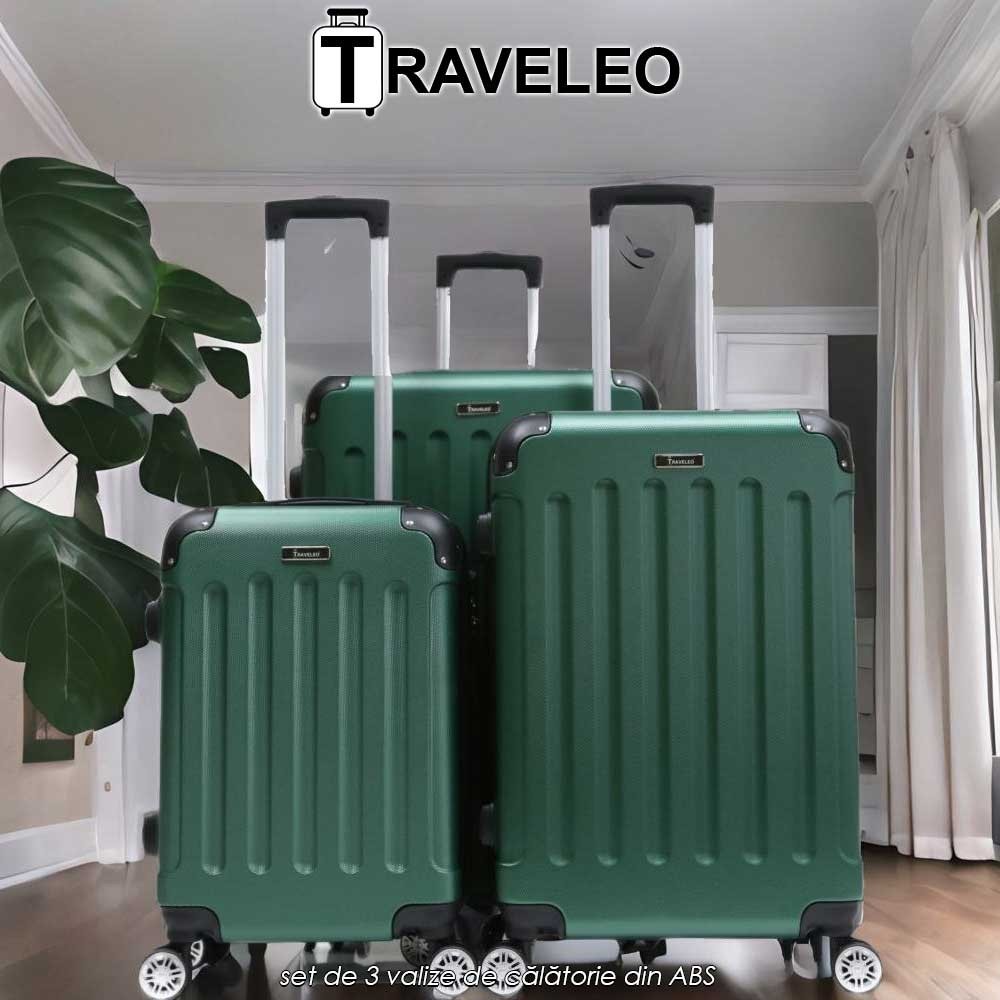 Traveleo ABS01GR - set de 3 valize de călătorie din ABS