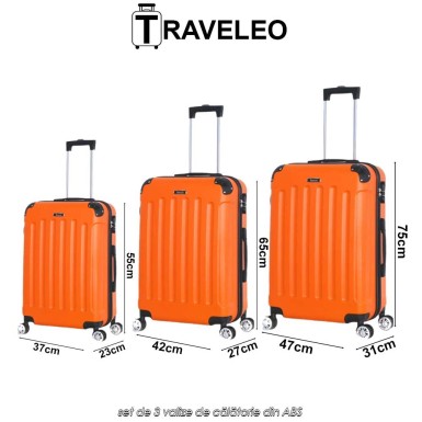 Traveleo ABS01OR - set de 3 valize de călătorie din ABS Traveleo ABS01OR - set de 3 valize de călătorie din ABS