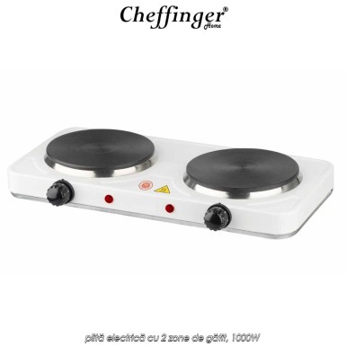 Cheffinger Home Hot Plate EHD1000 - plită electrică cu 2 zone de gătit, 1000W Cheffinger Home Hot Plate EHD1000 - plită electrică cu 2 zone de gătit, 1000W