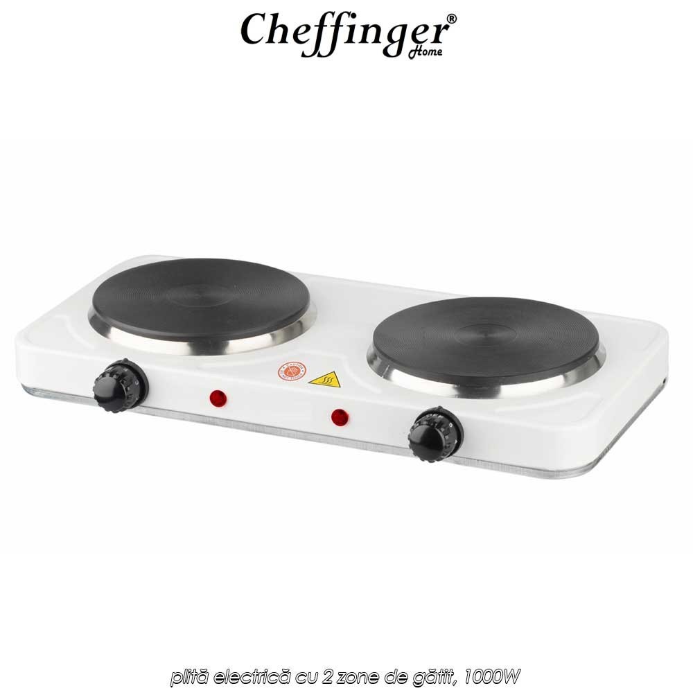 Cheffinger Home Hot Plate EHD1000 - plită electrică cu 2 zone de gătit, 1000W