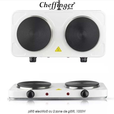 Cheffinger Home Hot Plate EHD1000 - plită electrică cu 2 zone de gătit, 1000W Cheffinger Home Hot Plate EHD1000 - plită electrică cu 2 zone de gătit, 1000W