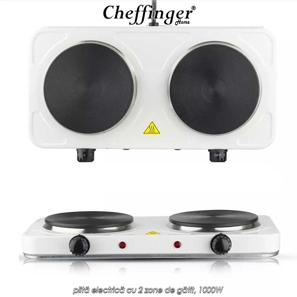 Cheffinger Home Hot Plate EHD1000 - plită electrică cu 2 zone de gătit, 1000W