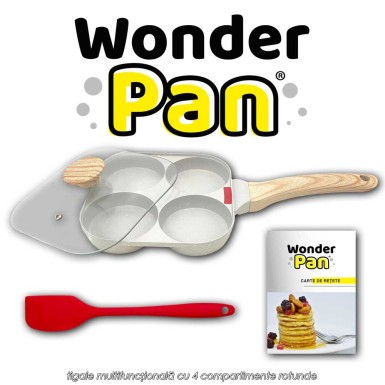Wonder Pan - tigaie multifuncțională cu 4 compartimente rotunde Wonder Pan - tigaie multifuncțională cu 4 compartimente rotunde