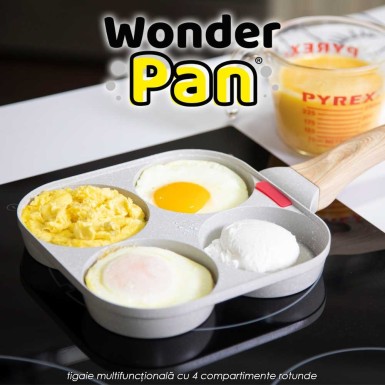 Wonder Pan - tigaie multifuncțională cu 4 compartimente rotunde Wonder Pan - tigaie multifuncțională cu 4 compartimente rotunde