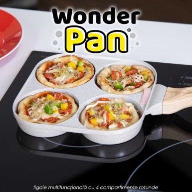 Wonder Pan - tigaie multifuncțională cu 4 compartimente rotunde Wonder Pan - tigaie multifuncțională cu 4 compartimente rotunde