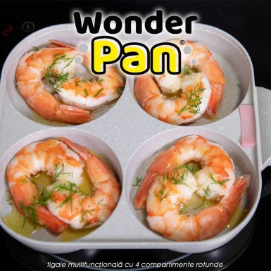 Wonder Pan - tigaie multifuncțională cu 4 compartimente rotunde Wonder Pan - tigaie multifuncțională cu 4 compartimente rotunde