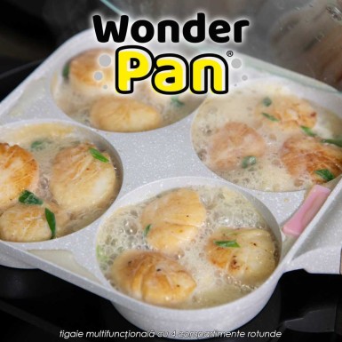 Wonder Pan - tigaie multifuncțională cu 4 compartimente rotunde Wonder Pan - tigaie multifuncțională cu 4 compartimente rotunde
