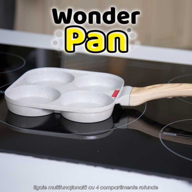 Wonder Pan - tigaie multifuncțională cu 4 compartimente rotunde Wonder Pan - tigaie multifuncțională cu 4 compartimente rotunde
