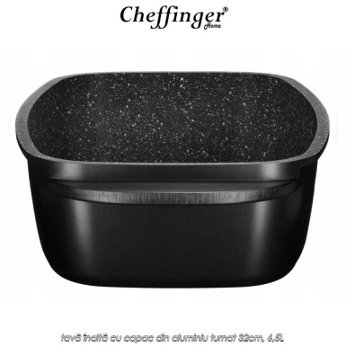 Cheffinger RO32 - tavă înaltă cu capac din aluminiu turnat 32cm, 6,5L Cheffinger RO32 - tavă înaltă cu capac din aluminiu turnat 32cm, 6,5L