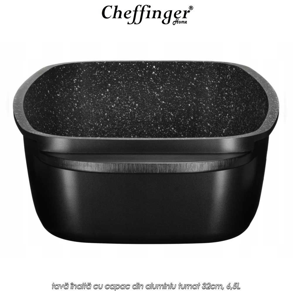 Cheffinger RO32 - tavă înaltă cu capac din aluminiu turnat 32cm, 6,5L