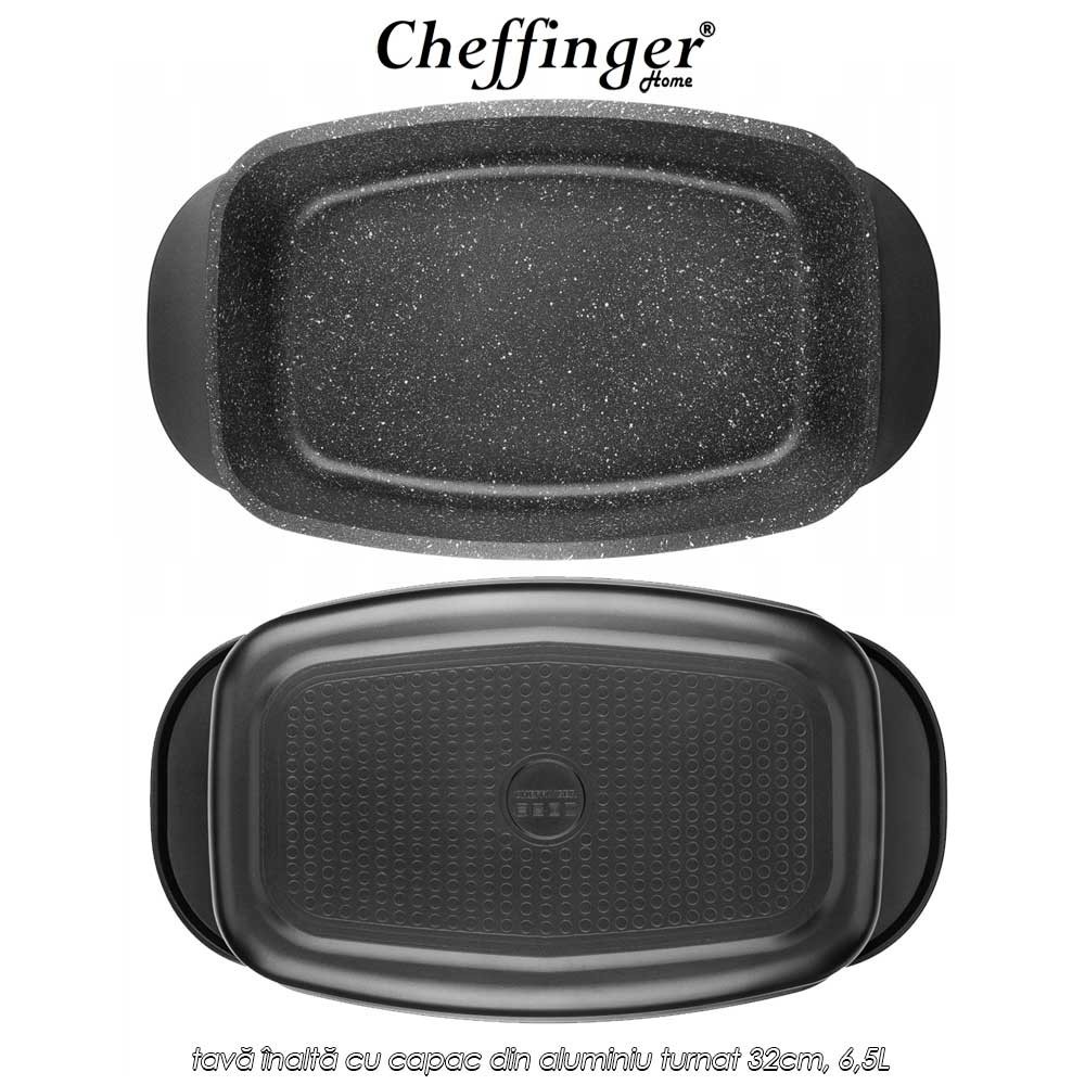 Cheffinger RO32 - tavă înaltă cu capac din aluminiu turnat 32cm, 6,5L