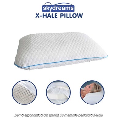 Skydreams X-Hale Pillow - pernă ergonomică din spumă cu memorie perforată X-Hale Skydreams X-Hale Pillow - pernă ergonomică din spumă cu memorie perforată X-Hale