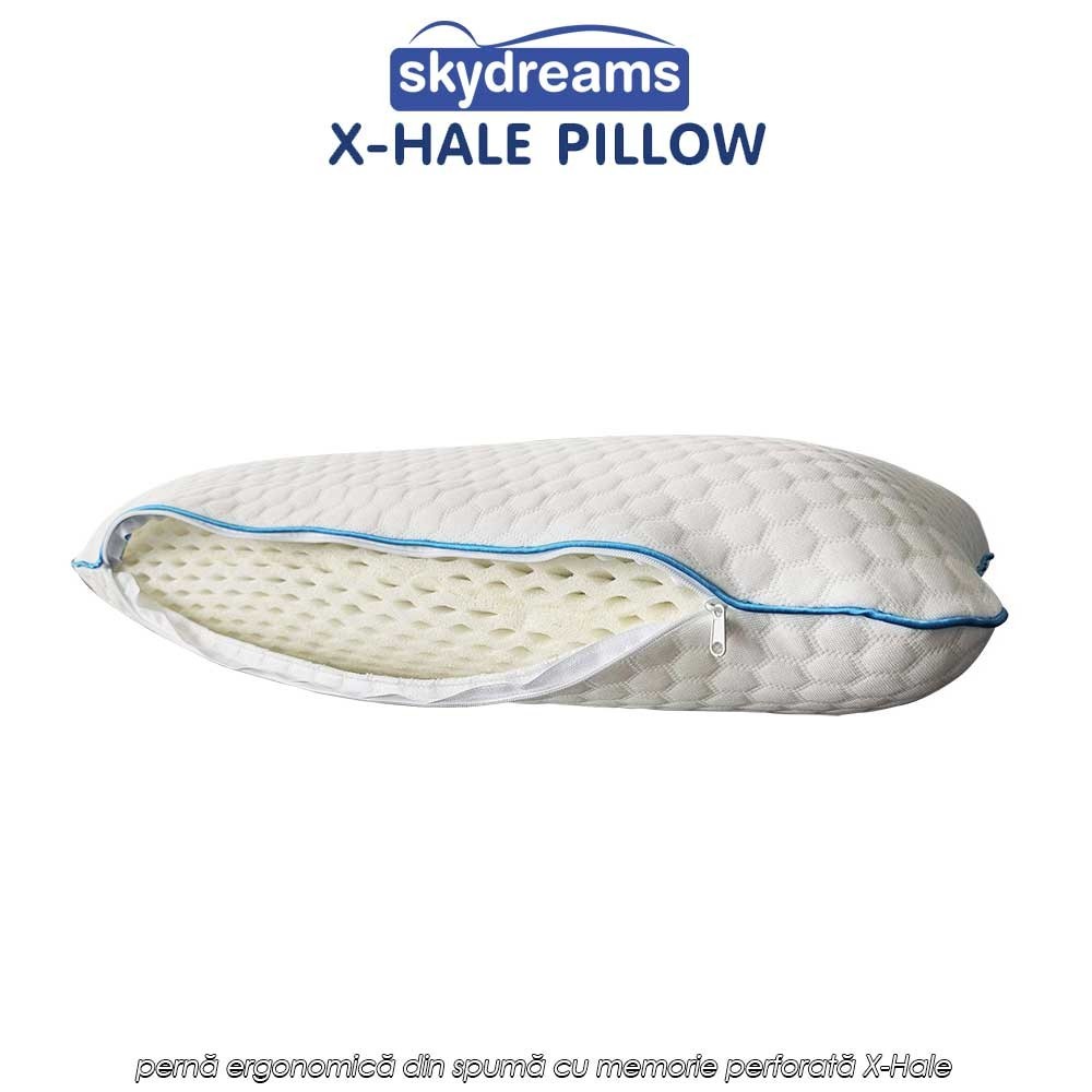 Skydreams X-Hale Pillow - pernă ergonomică din spumă cu memorie perforată X-Hale