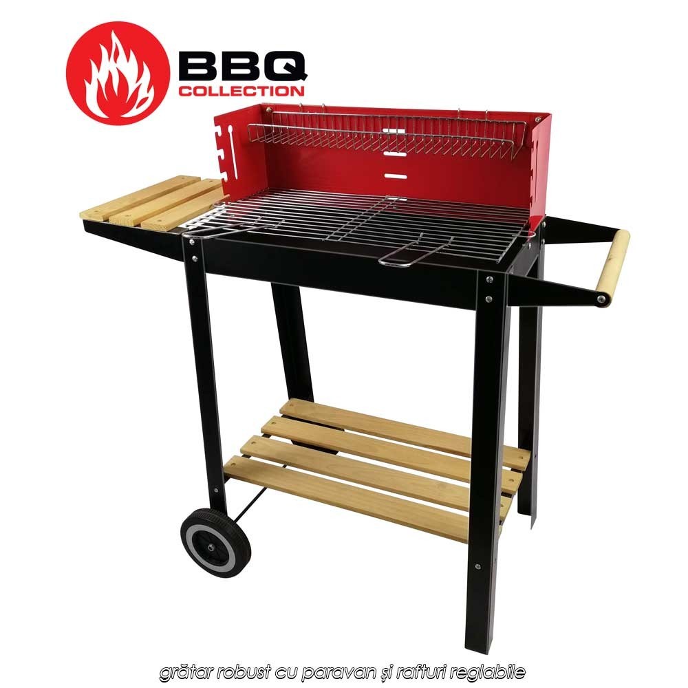 BBQ Collection S4 - grătar robust cu paravan și rafturi reglabile