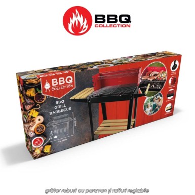 BBQ Collection S4 - grătar robust cu paravan și rafturi reglabile BBQ Collection S4 - grătar robust cu paravan și rafturi reglabile