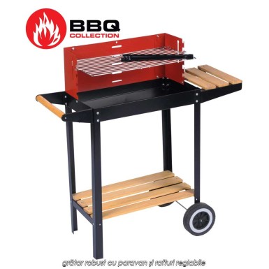 BBQ Collection S4 - grătar robust cu paravan și rafturi reglabile BBQ Collection S4 - grătar robust cu paravan și rafturi reglabile