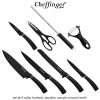 Cheffinger Home KS11 - set de 5 cuțite, foarfecă, decojitor, ascuțitor și suport rotativ