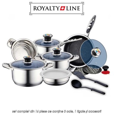 Royalty Line RL-16RGNM - set complet din 16 piese ce conține 3 oale, 1 tigaie și accesorii Royalty Line RL-16RGNM - set complet din 16 piese ce conține 3 oale, 1 tigaie și accesorii