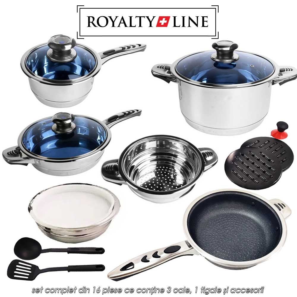 Royalty Line RL-16RGNM - set complet din 16 piese ce conține 3 oale, 1 tigaie și accesorii