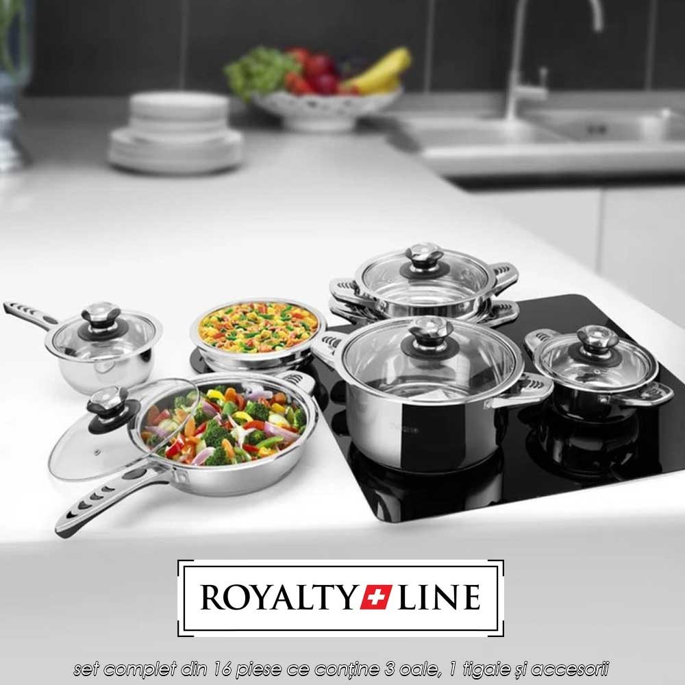 Royalty Line RL-16RGNM - set complet din 16 piese ce conține 3 oale, 1 tigaie și accesorii
