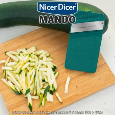 Nicer Dicer Mando - feliator de legume și fructe cu 6 accesorii și design Slide N Glide Nicer Dicer Mando - feliator de legume și fructe cu 6 accesorii și design Slide N Glide