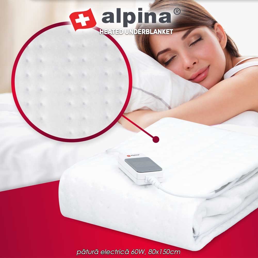Alpina Heated Underblanket - pătură electrică 60W, 80x150cm Alpina Heated Underblanket - pătură electrică 60W, 80x150cm
