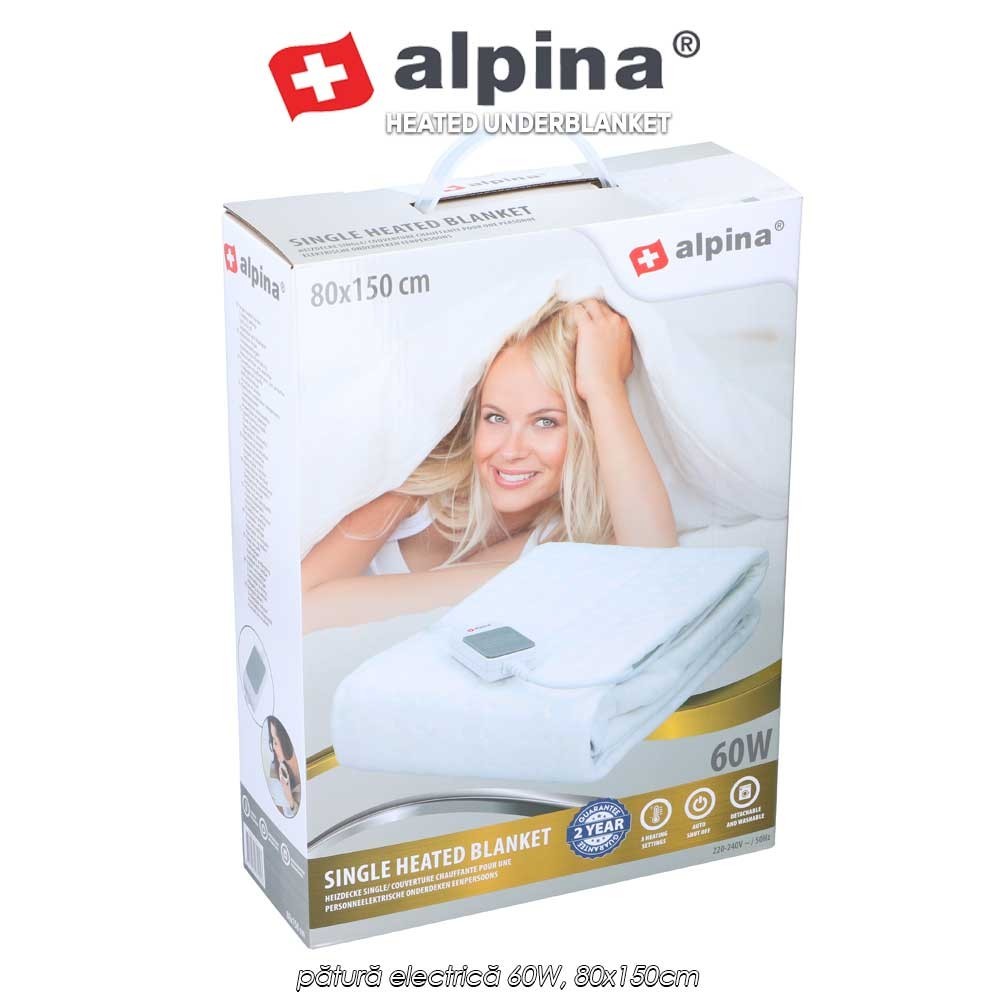 Alpina Heated Underblanket - pătură electrică 60W, 80x150cm Alpina Heated Underblanket - pătură electrică 60W, 80x150cm