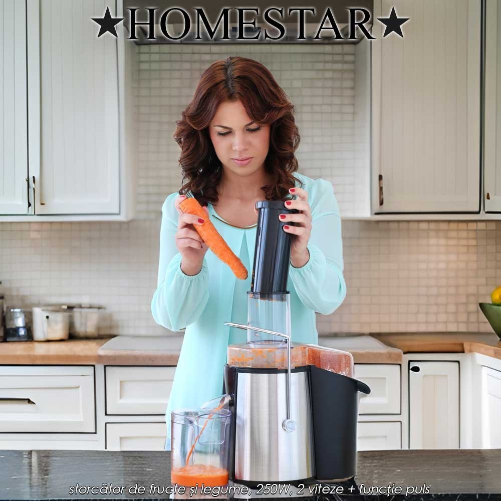 HomeStar Juice Extractor JE250 - storcător de fructe și legume, 250W, 2 viteze + funcție puls