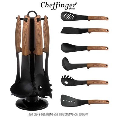 Cheffinger Home UT02 - set de 6 ustensile de bucătărie cu suport Cheffinger Home UT02 - set de 6 ustensile de bucătărie cu suport