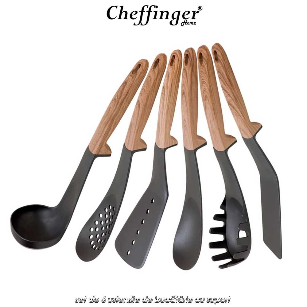 Cheffinger Home UT02 - set de 6 ustensile de bucătărie cu suport