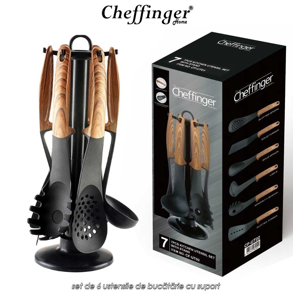 Cheffinger Home UT02 - set de 6 ustensile de bucătărie cu suport