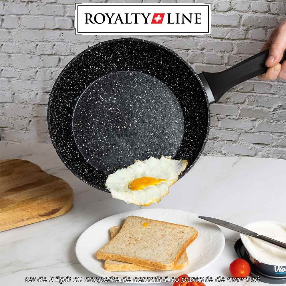 Royalty Line RL-FM3F-BLK - set de 3 tigăi cu acoperire de ceramică cu particule de marmură Royalty Line RL-FM3F-BLK - set de 3 tigăi cu acoperire de ceramică cu particule de marmură
