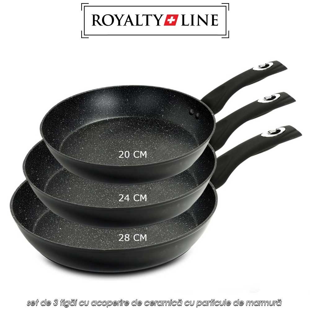 Royalty Line RL-FM3F-BLK - set de 3 tigăi cu acoperire de ceramică cu particule de marmură Royalty Line RL-FM3F-BLK - set de 3 tigăi cu acoperire de ceramică cu particule de marmură