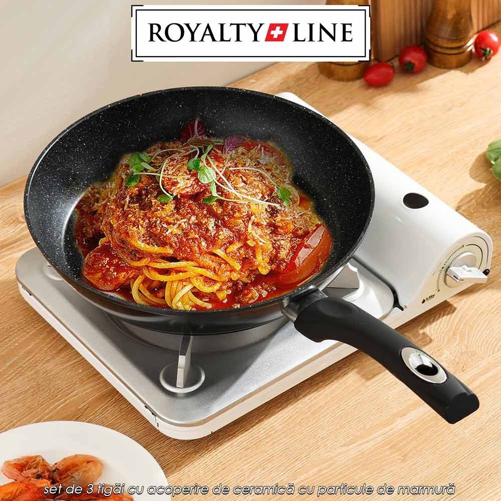 Royalty Line RL-FM3F-BLK - set de 3 tigăi cu acoperire de ceramică cu particule de marmură Royalty Line RL-FM3F-BLK - set de 3 tigăi cu acoperire de ceramică cu particule de marmură