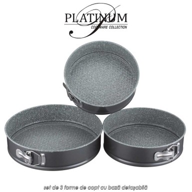 Platinum Collection Bakeware Set CS1003R - set de 3 forme de copt cu bază detașabilă Platinum Collection Bakeware Set CS1003R - set de 3 forme de copt cu bază detașabilă