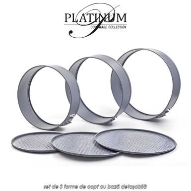 Platinum Collection Bakeware Set CS1003R - set de 3 forme de copt cu bază detașabilă Platinum Collection Bakeware Set CS1003R - set de 3 forme de copt cu bază detașabilă