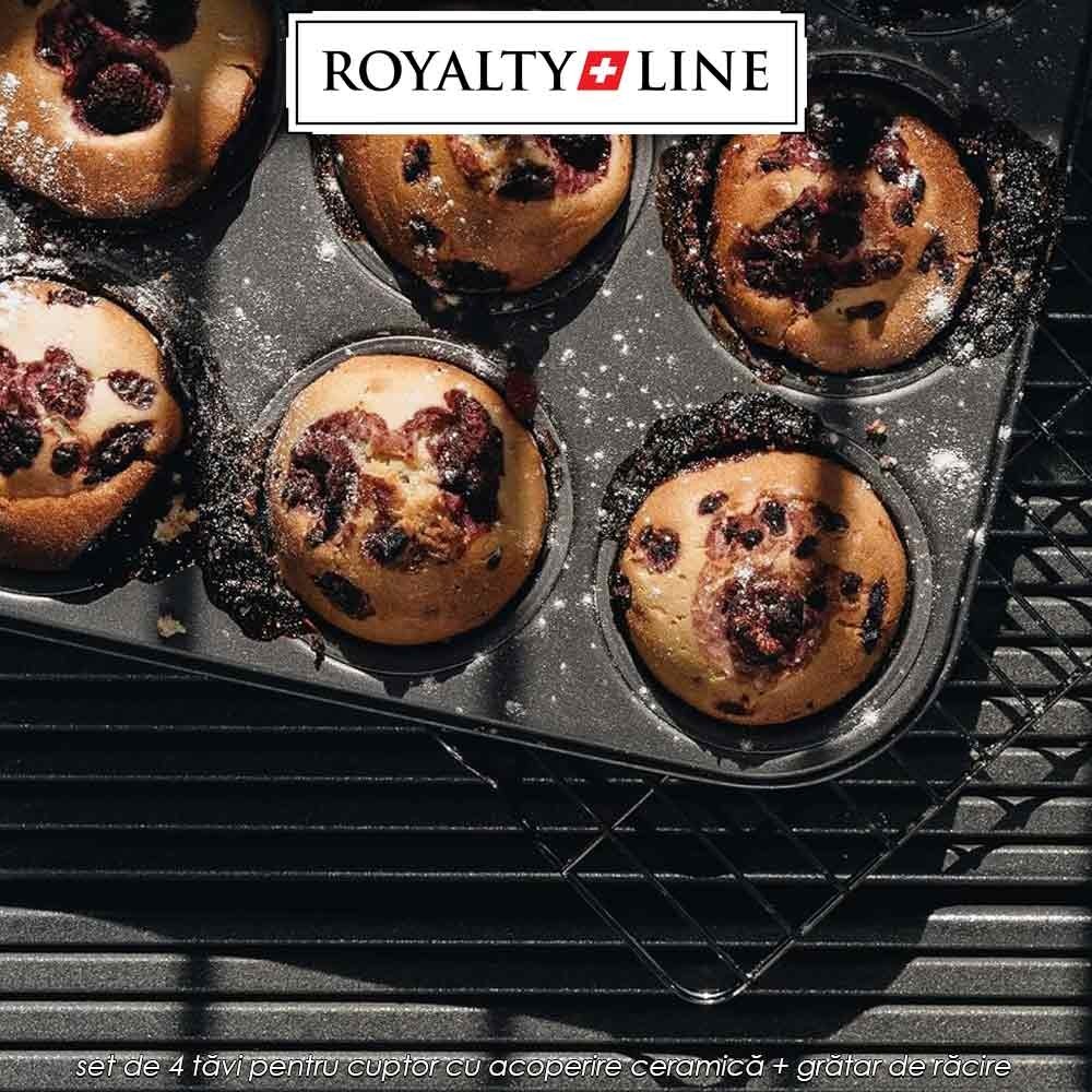 Royalty Line RL-5RB - set de 4 tăvi pentru cuptor cu acoperire ceramică + grătar de răcire