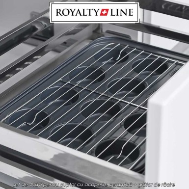 Royalty Line RL-5RB - set de 4 tăvi pentru cuptor cu acoperire ceramică + grătar de răcire Royalty Line RL-5RB - set de 4 tăvi pentru cuptor cu acoperire ceramică + grătar de răcire
