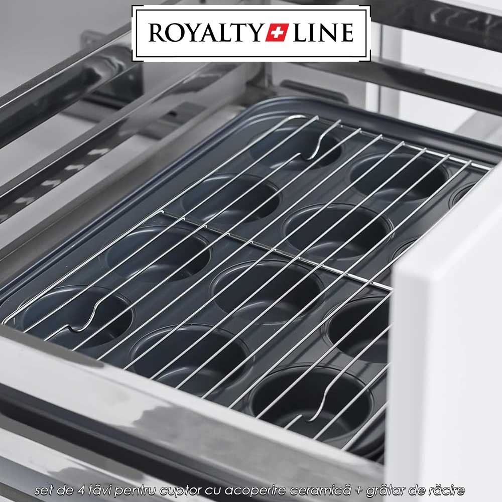 Royalty Line RL-5RB - set de 4 tăvi pentru cuptor cu acoperire ceramică + grătar de răcire