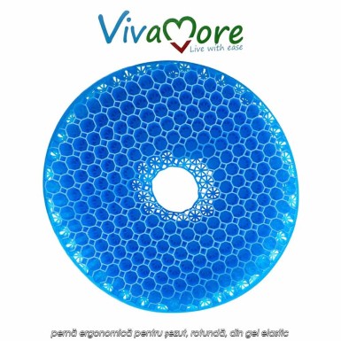 Vivamore Gel Cushion Donut – pernă ergonomică pentru șezut, rotundă, din gel elastic Vivamore Gel Cushion Donut – pernă ergonomică pentru șezut, rotundă, din gel elastic