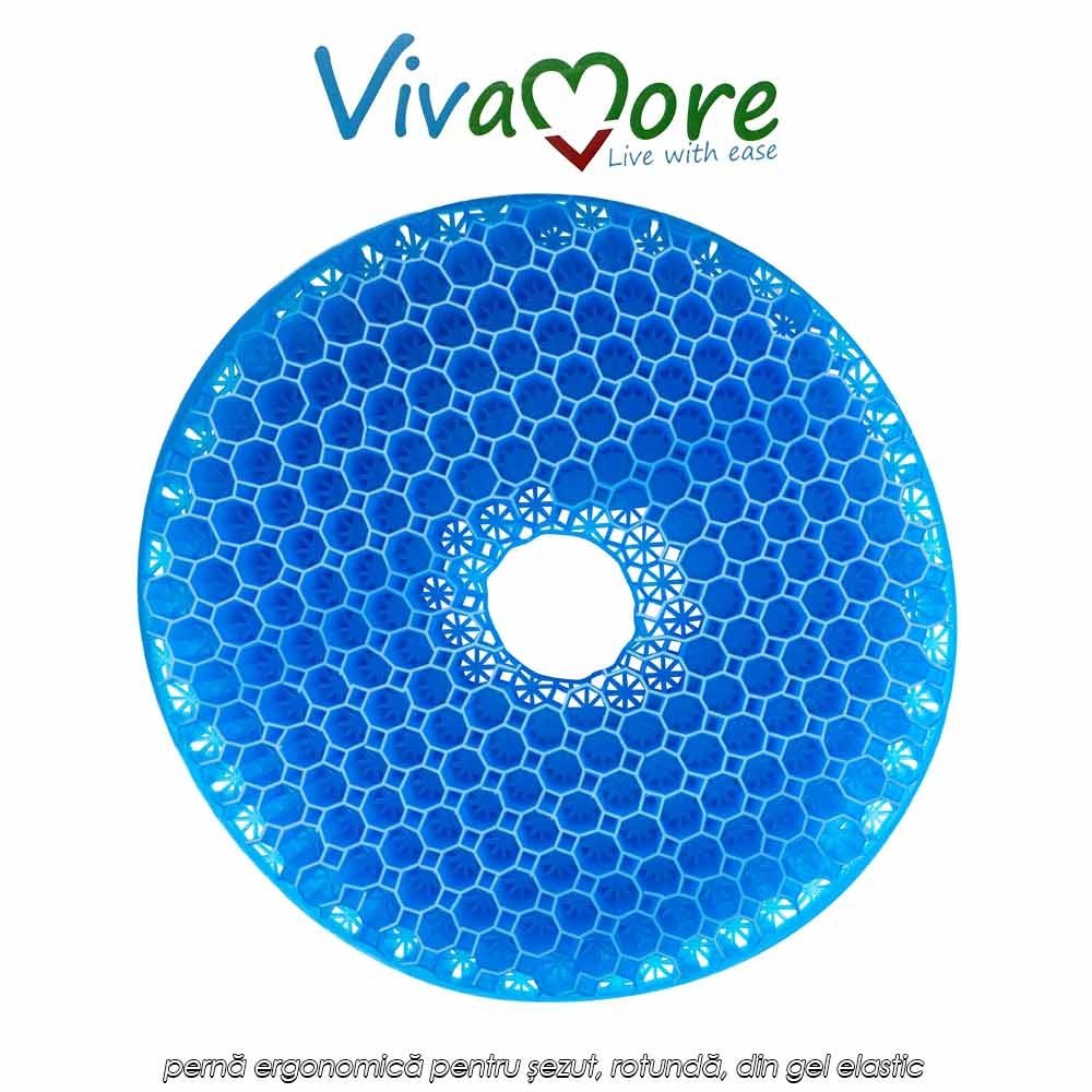Vivamore Gel Cushion Donut – pernă ergonomică pentru șezut, rotundă, din gel elastic