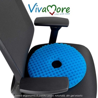 Vivamore Gel Cushion Donut – pernă ergonomică pentru șezut, rotundă, din gel elastic Vivamore Gel Cushion Donut – pernă ergonomică pentru șezut, rotundă, din gel elastic