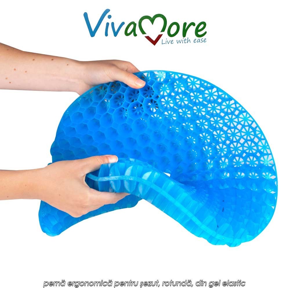 Vivamore Gel Cushion Donut – pernă ergonomică pentru șezut, rotundă, din gel elastic