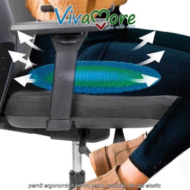 Vivamore Gel Cushion Donut – pernă ergonomică pentru șezut, rotundă, din gel elastic Vivamore Gel Cushion Donut – pernă ergonomică pentru șezut, rotundă, din gel elastic