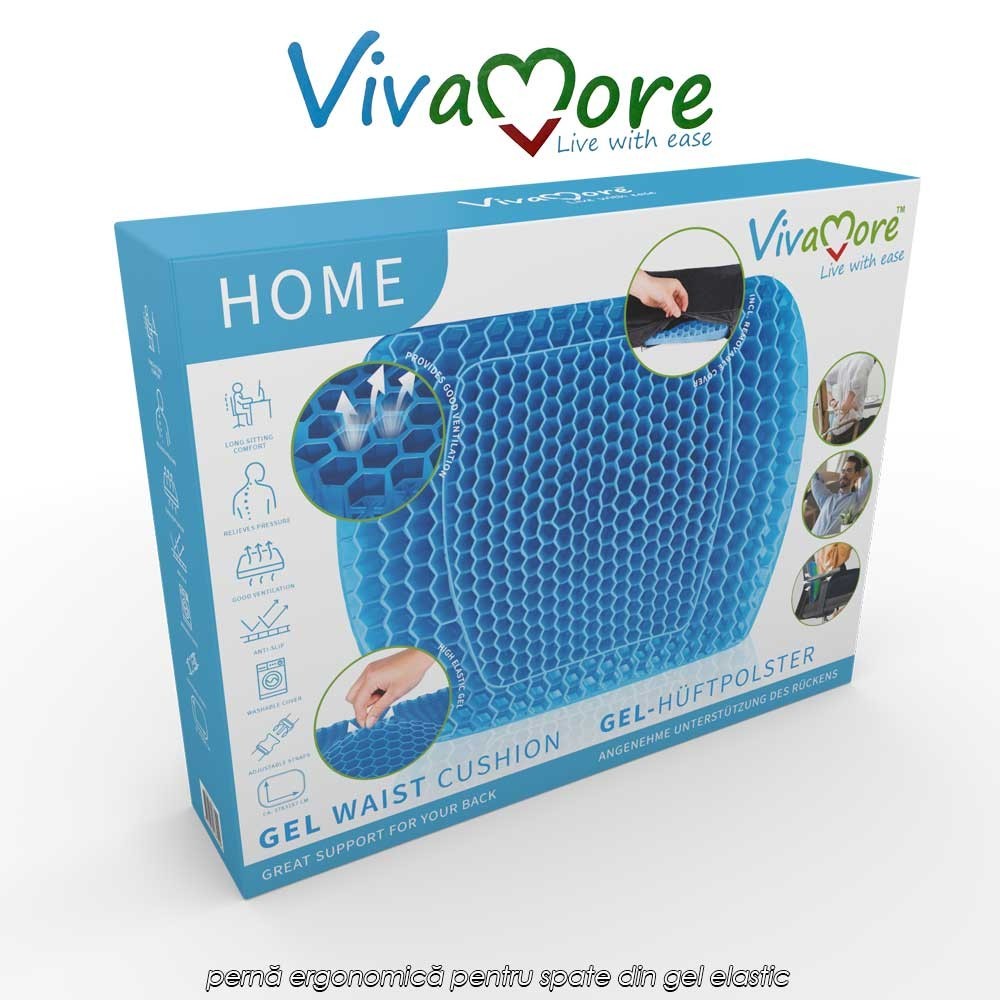Vivamore Gel Waist Cushion - pernă ergonomică pentru spate din gel elastic Vivamore Gel Waist Cushion - pernă ergonomică pentru spate din gel elastic