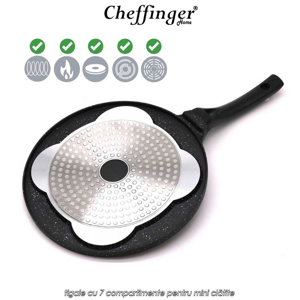 Cheffinger Home CP7 - tigaie cu 7 compartimente pentru mini clătite