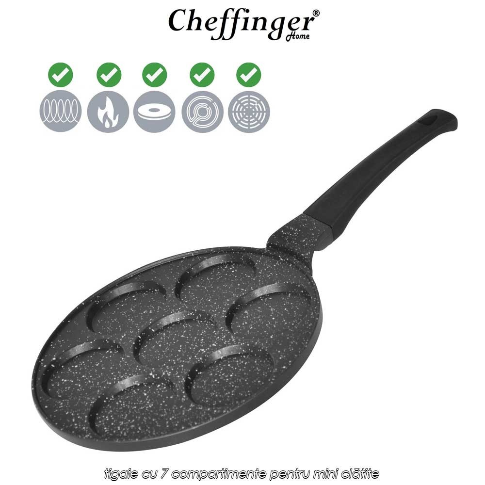 Cheffinger Home CP7 - tigaie cu 7 compartimente pentru mini clătite