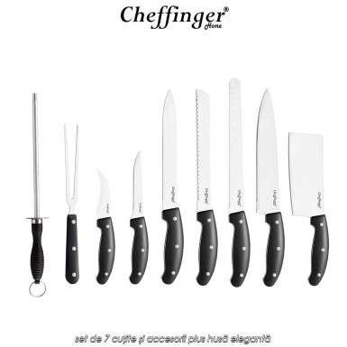Cheffinger Home BG10  - set de 7 cuțite și accesorii plus husă elegantă Cheffinger Home BG10  - set de 7 cuțite și accesorii plus husă elegantă