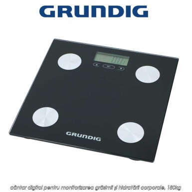 Grundig Body Fat-Hydration Scale - cântar digital pentru monitorizarea grăsimii și hidratării corporale, 180kg