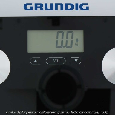 Grundig Body Fat-Hydration Scale - cântar digital pentru monitorizarea grăsimii și hidratării corporale, 180kg